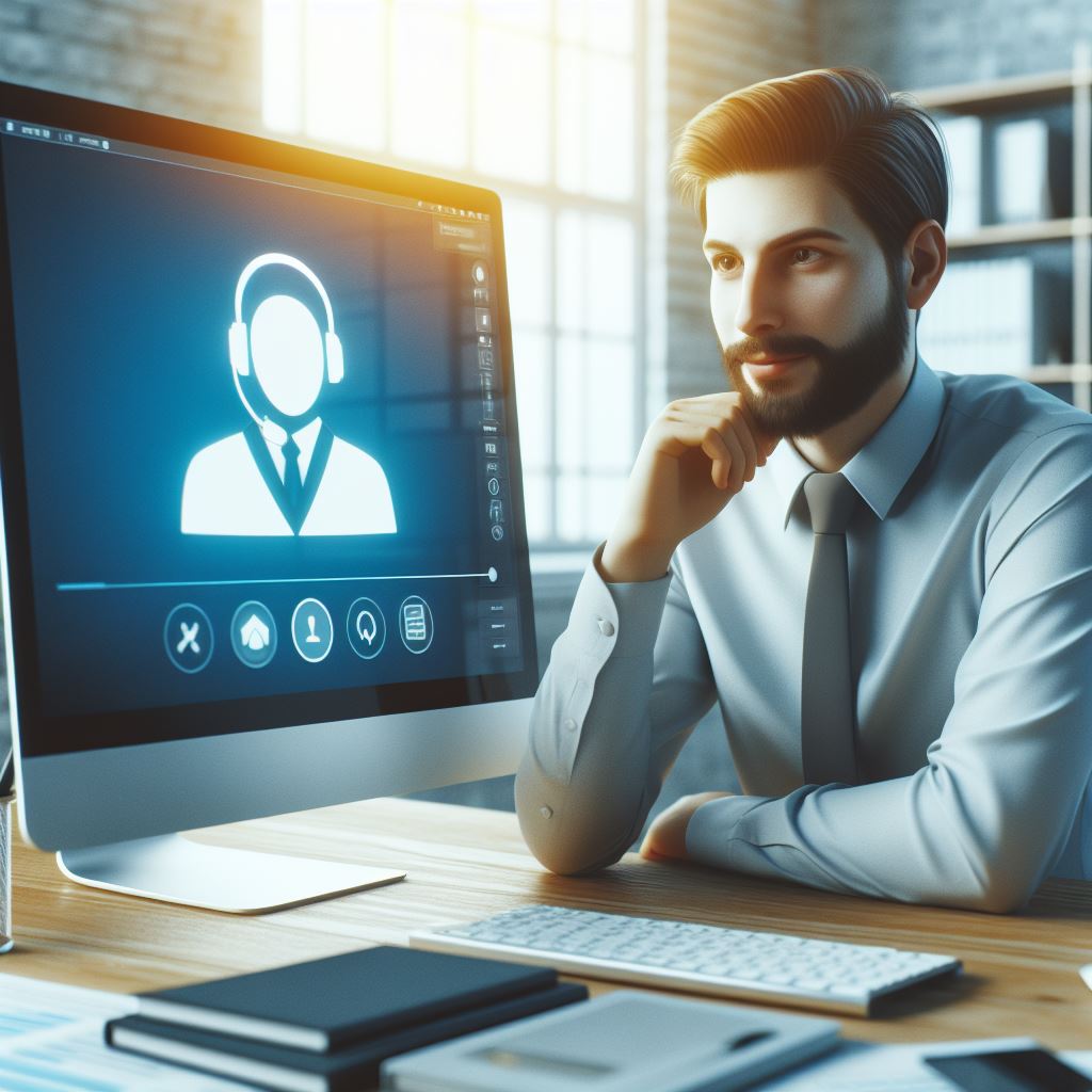 hombre recibiento asistencia remota